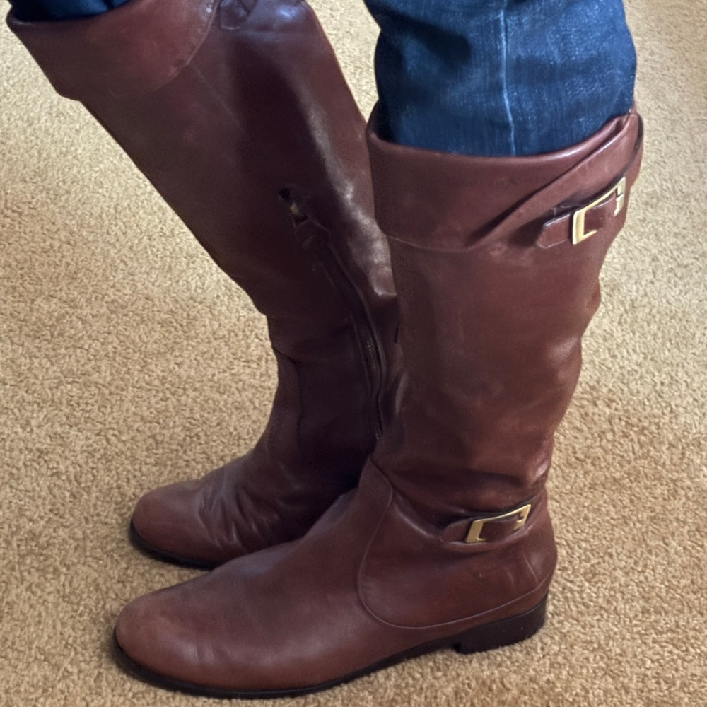 Vero Cuoio tall brown leather Modern Vintage boots size 39